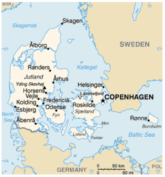 Map of Denmark 