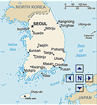 Map of South Korea.