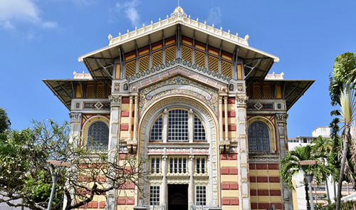 Façade of Schoelcher Library, Fort-de-France, Martinique.