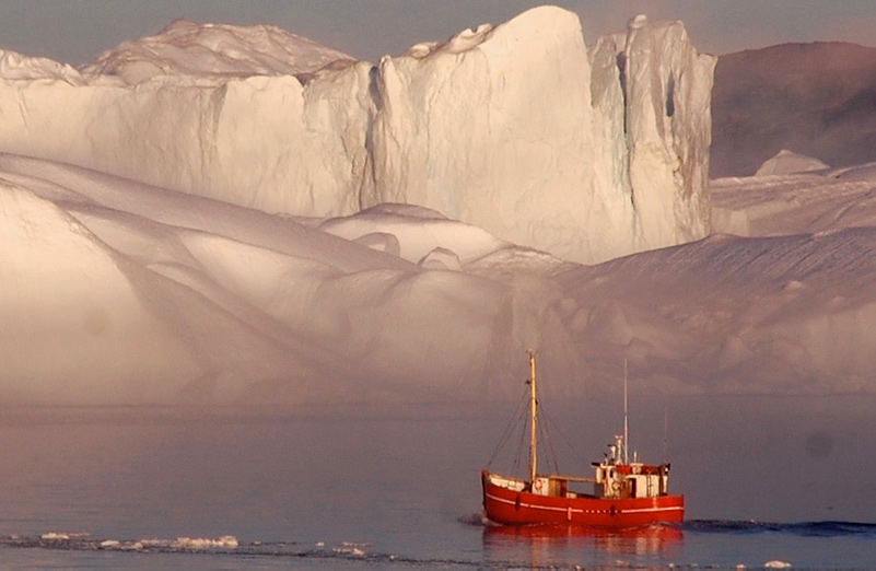 Ice caps in Greenland.