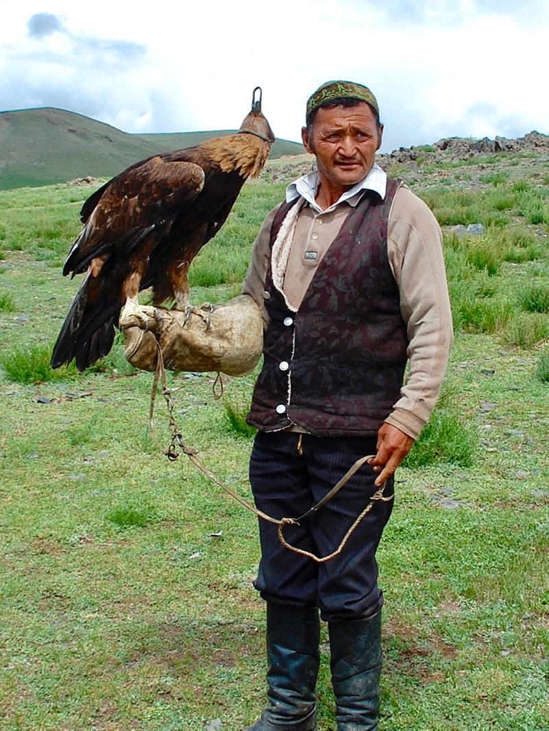 Man with eagle in Mongolia