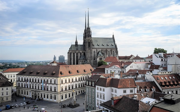 Brno Cathedral and old city in the Czech Republic.