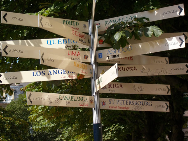 Budget travel signposts