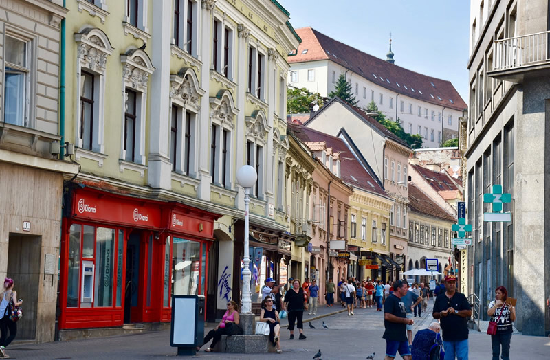 The lively streets of Zagreb, Croatia.