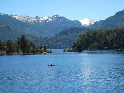 Kayaker on Lake Nahuel Huapi