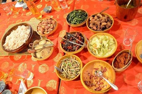 Food spread in Bhutan
