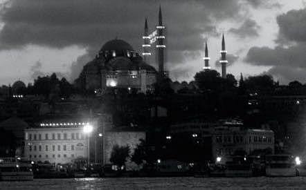 Nighttime from Galata Bridge, Istanbul, Turkey