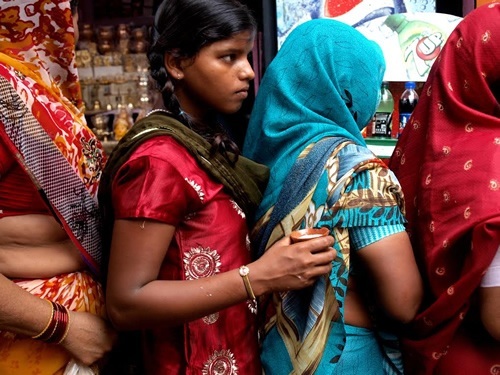 Offering at temple in Varanesi, India.