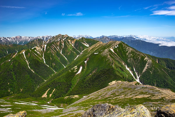 Mountains outside Nagano, Japan in the winter.