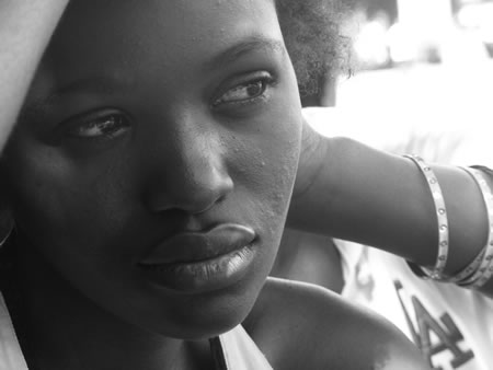 My foster daughter, Beautiful from the slum of Kawangware, Kenya, daydreaming.
