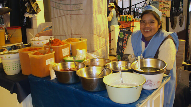 Woman at a market in Sucre, Bolivia.