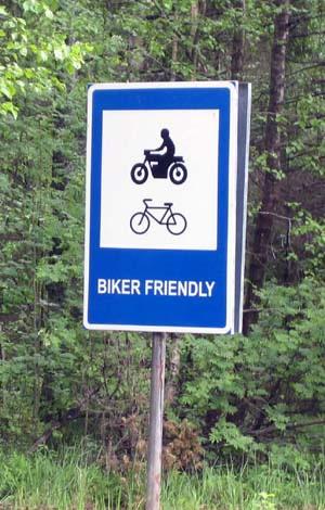 Biker friendly Baltics sign.