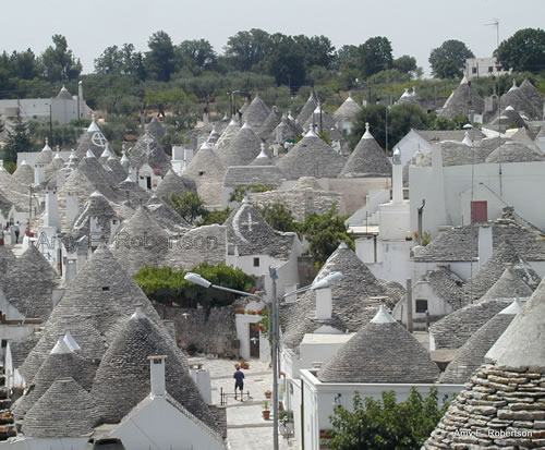 The skyline of Alberobello, Puglia, Italy where you can stay at Albergo Diffuso.