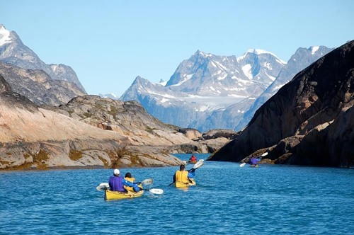 Rowing boats inland into fjords.