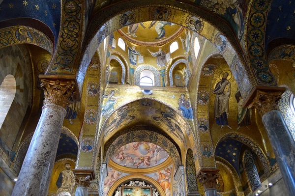 Mosaics at the Martorana church in Palermo, Italy