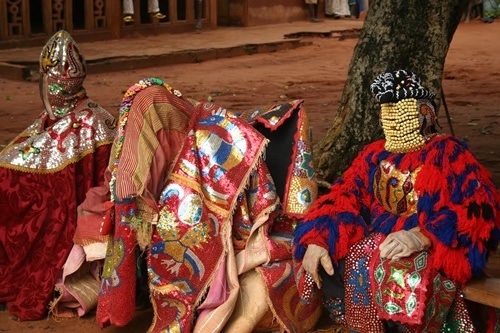 Egun dancers resting.