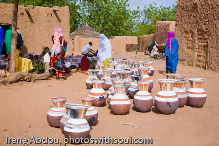 Hand-made clay pots for water