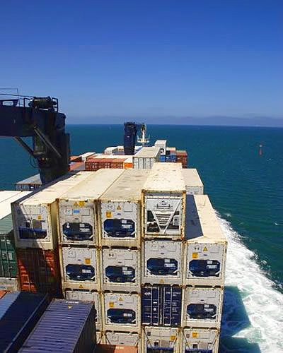 Cargo ship nearing New Zealand.