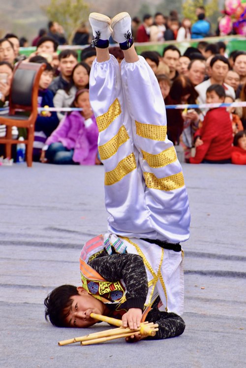 Lusheng bamboo flute competition in Guizhou.