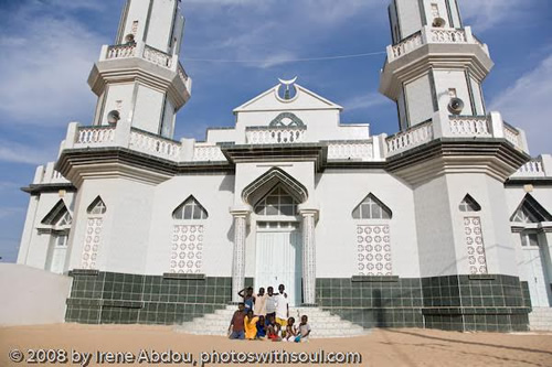 Children in front of mosque in Dakar.