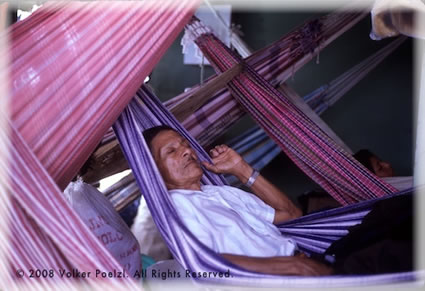 Amazon River boat hammock.