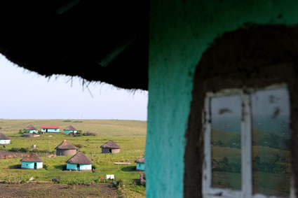 Looking across Xhosa villagej in South Africa.