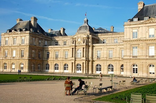 Outside the Jardin de Luxembourg for a picnic.