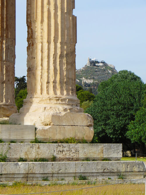 Temple of the Olympian Zeus with Lycabettus hill in the background