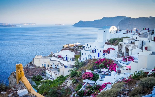 View from Santorini, available by Greek ferries.