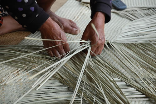 Rattan mat in the making in Sulawesi, Indonesia.