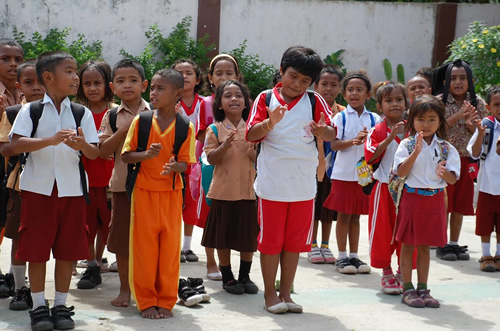 Visiting children on Kei island in West Papua.