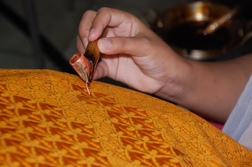 Batik process at Winotosastro factory in Yogyakarta.