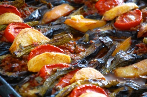 Hostess Muhlise's karniyarik in Turkey.