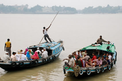 Ferries near Kolkata, India.