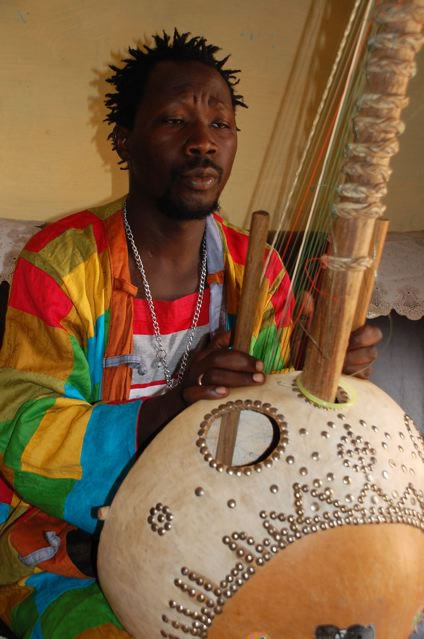 Pa Bobo Jobarteh playing the Kora in The Gambia.