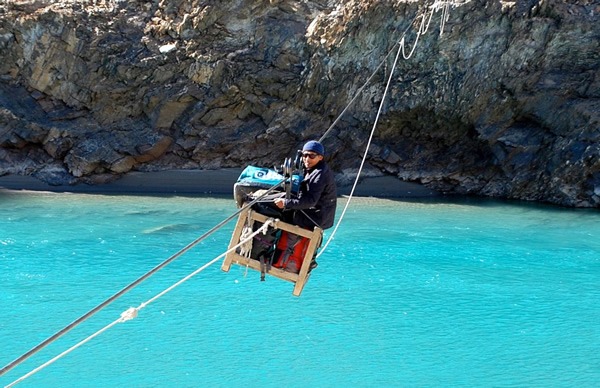 Crossing the Zansker River in Ladakh.