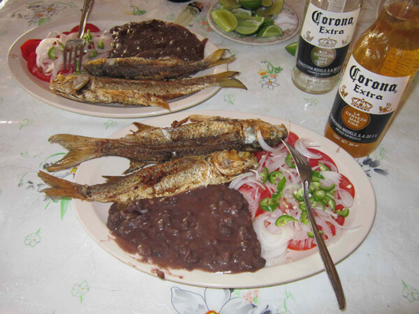 Oaxaca, Mexico seafood meal.