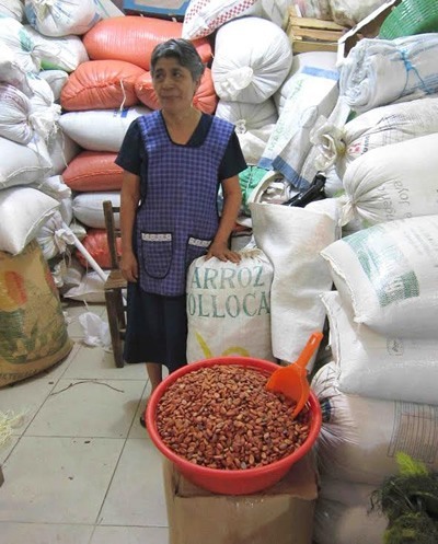 Cacao beans sold by a vendor