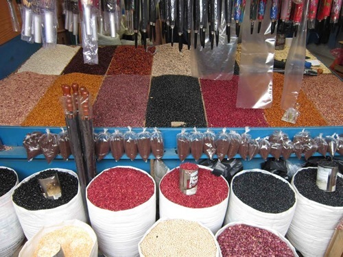 Coffee and beans sold in one market stall