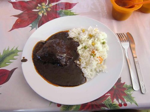Mole for lunch at a market in Mexico
