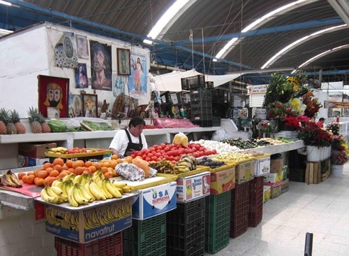 A food vendor at a market in Mexico.