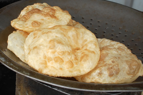 Fresh, puffed puri.