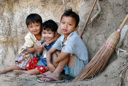 Children playing in Myanmar