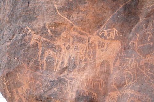 We came across rock engravings.