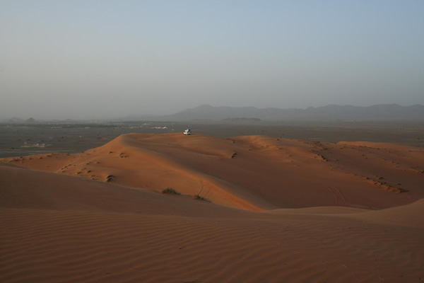 Wahiba Sands at sunset.