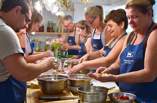 Cooking class at Odyssey bistro in Paros.