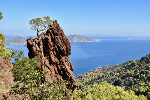 Volcanic rock along the hiking trail in Methana.