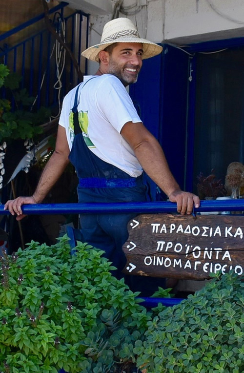 A local Greek volunteer is very friendly.