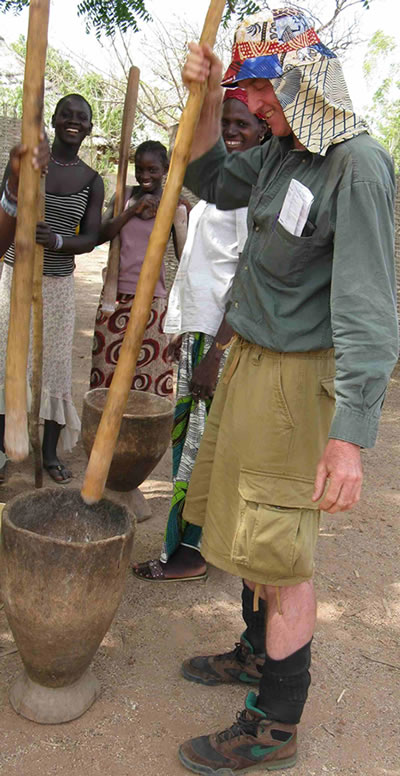 Pounding corn in Senegal.