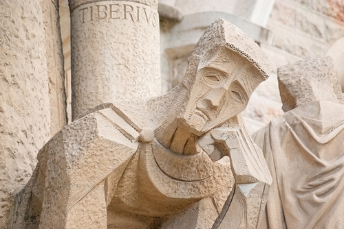 A statue on the facade of La Sagrada Familia
